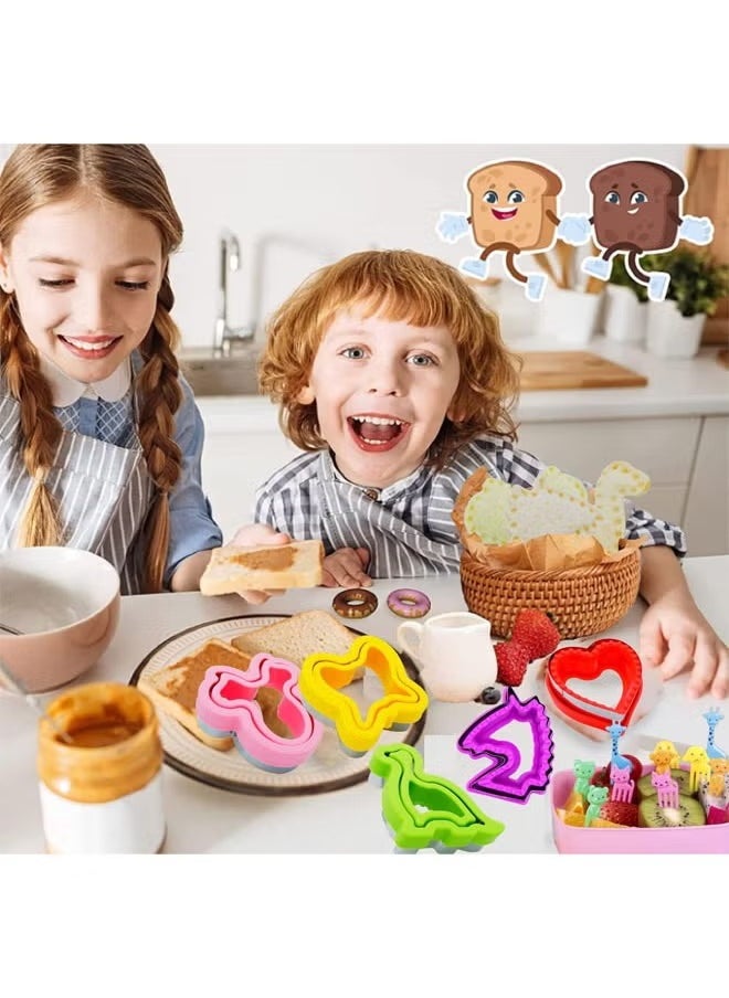 Arabest - 24 Pcs Sandwich Cutter and Sealer Set, Uncrustables Maker, Crustless Sandwich Cutter shapes Set Butterfly Unicorn Dino Ect, Lunch & Bento Box Accessories, Bread Fruit Cookie Cutters for Kids - Image 1