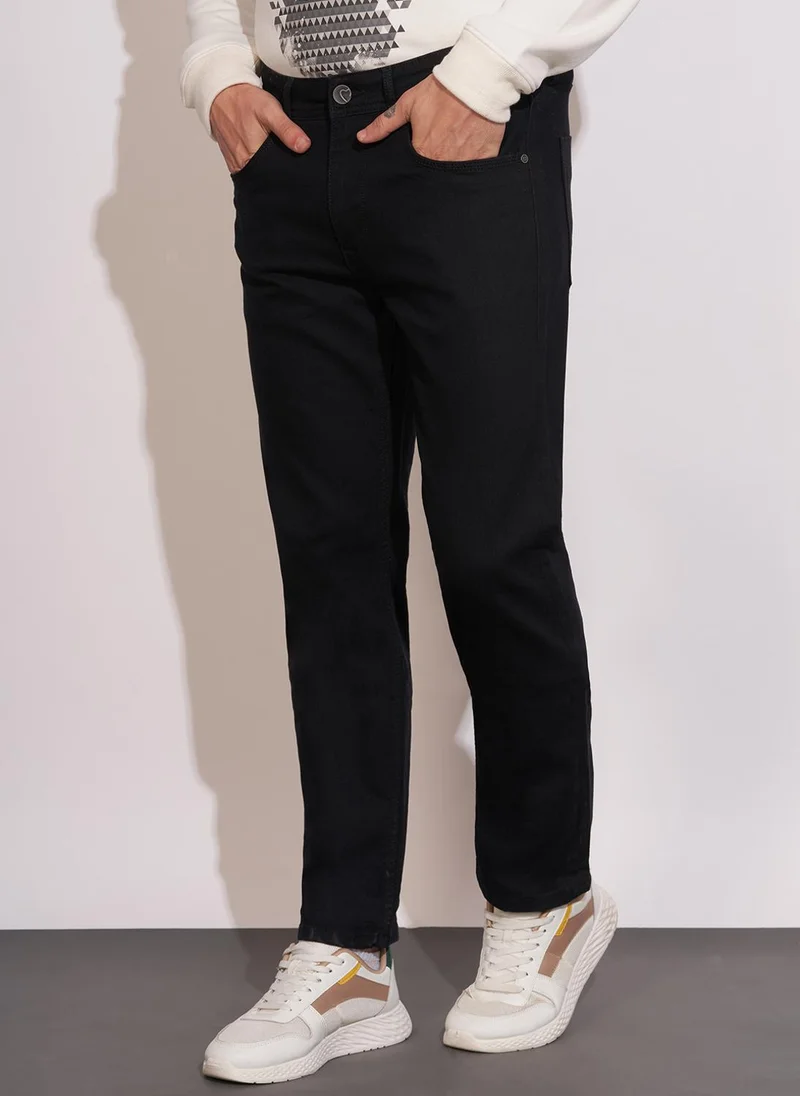 Being Human BLACK Men Straight Fit Mid-Rise Jeans with Button and Zip closure for Men | Best Price UAE