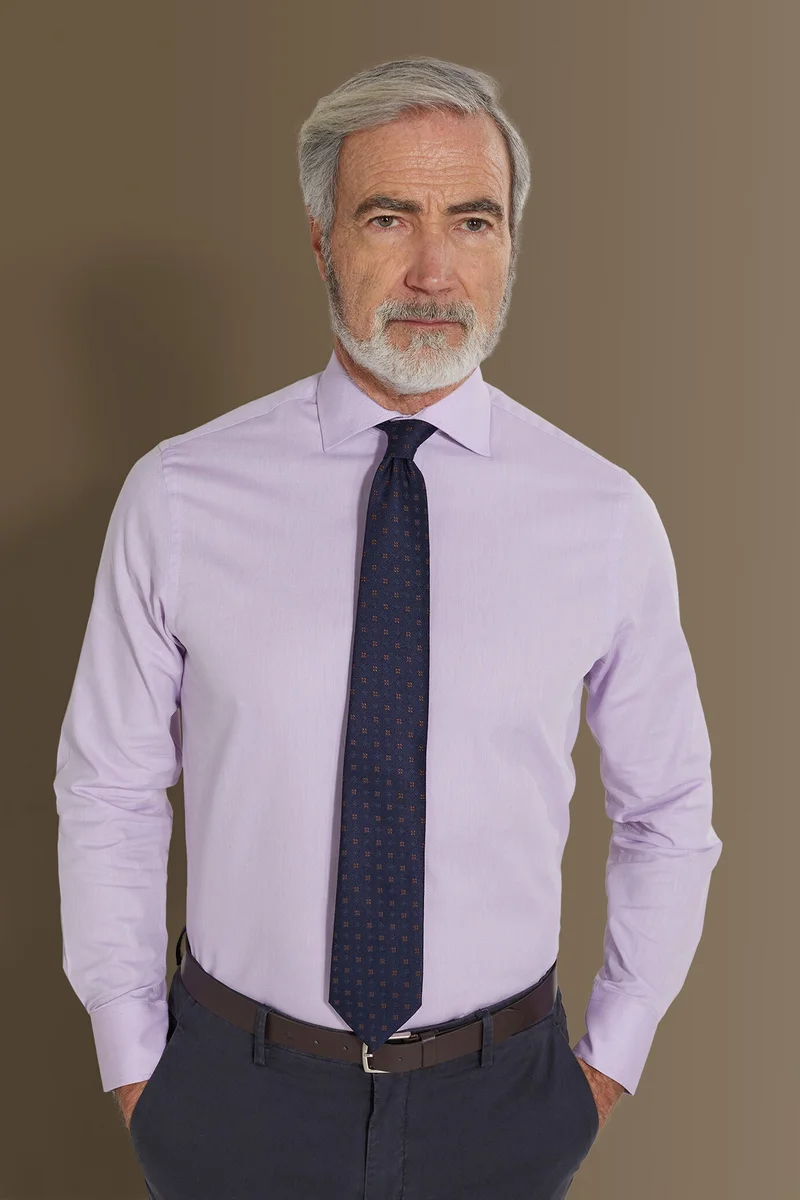 Classic shirt french collar herringbone fabric - Rose