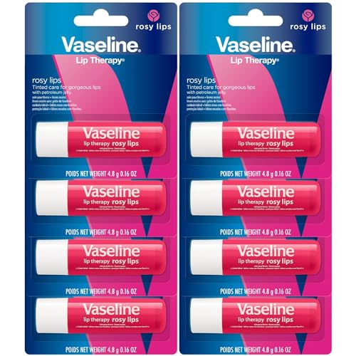 Vaseline Lip Therapy Rosy Lips 8-Pack – Moisturizing Lip Balm, Tinted, 0.16 Oz Ea - Image 1