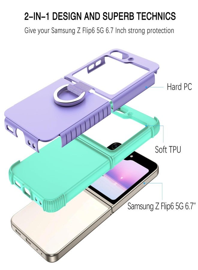 بنتوبين جراب BENTOBEN لهاتف سامسونج جالاكسي Z Flip 6 5G مع حلقة، جراب متين 2 في 1 لحماية كاملة للجسم، مناسب للفتيات والنساء والأولاد والرجال، مقاوم للصدمات، لهاتف سامسونج Z Flip 6 مقاس 6.7 بوصة، لون بنفسجي - Image 3