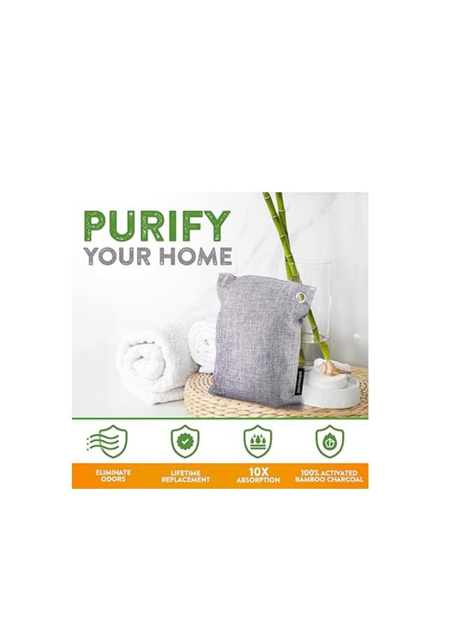 BASIC CONCEPTS Charcoal Odor Absorber for Strong Odor (6 Pack, 100g each), Bamboo Charcoal Air Purifying Bag, Basement Musty Odor Eliminator Deodorizer, Activated Charcoal Odor Absorber for Closet, Shoe, Car - Image 1