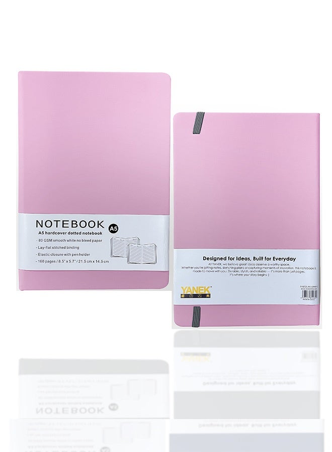 YANEK دفتر يانيك A5 مخطط - غلاف صلب، 80 ورقة/160 صفحة، لوح كتابة للملاحظات، المجلات، الرسومات، المدرسة، المكتب، والاستخدام الشخصي - متين، محمول، عبوة من 1 - Image 1