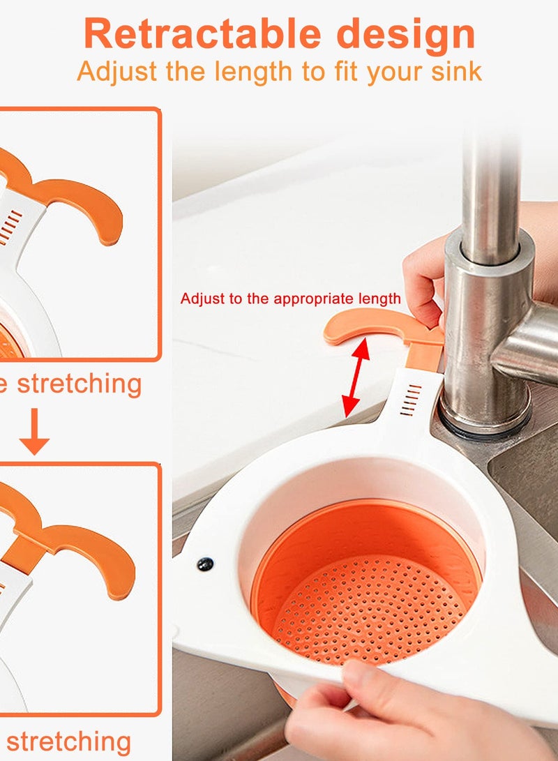 Excefore Kitchen Sink Drain Basket,2pcs Corner Sink Strainer Basket Stretchable Hooks Sink Drain Basket Multifunction Food Catcher For Kitchen Sink Waste Filter, Kitchen Sink Gadgets  - Image 4