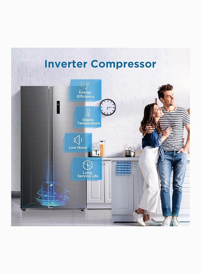Midea 710L Gross & 510L Net Side By Side 2 Door Refrigerator, Frost Free Fridge Freezer With Humidity Control, Electronic Touch Screen, Inverter Quattro, Adjustable Door Racks 710 L MDRS710FIE46AED Silver - Image 4