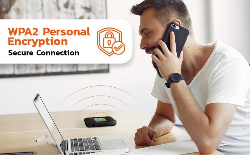 Porodo Portable MiFi 5G Wireless Router 5000mAh, with 40M Signal Distance, Dual-Band Wi-Fi, 12H Working Time, Up to 16 Devices Supported, 4G LTE Performance, Advanced Encryption, Black - Image 3