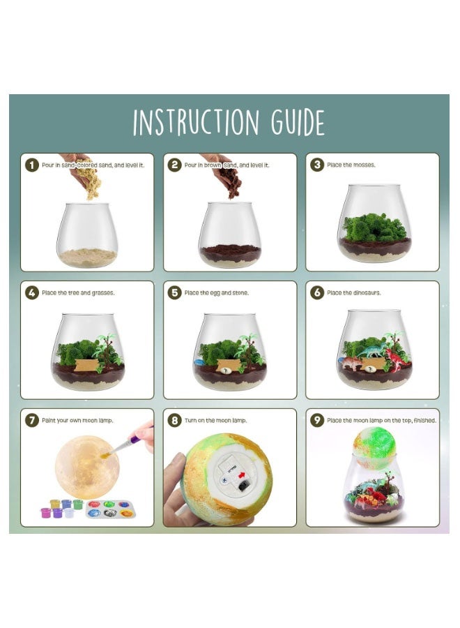 JURASSIC WORLD Dinosaur Terrarium Craft Kit for Kids Gifts for Boys Night Light Up Terrarium Kit DIY Dinosaur Birthday Gift Toys for Boys Ages 4 5 6 7 8-12 Year Old Dinosaur Art Crafts Kit with Remote - Image 5