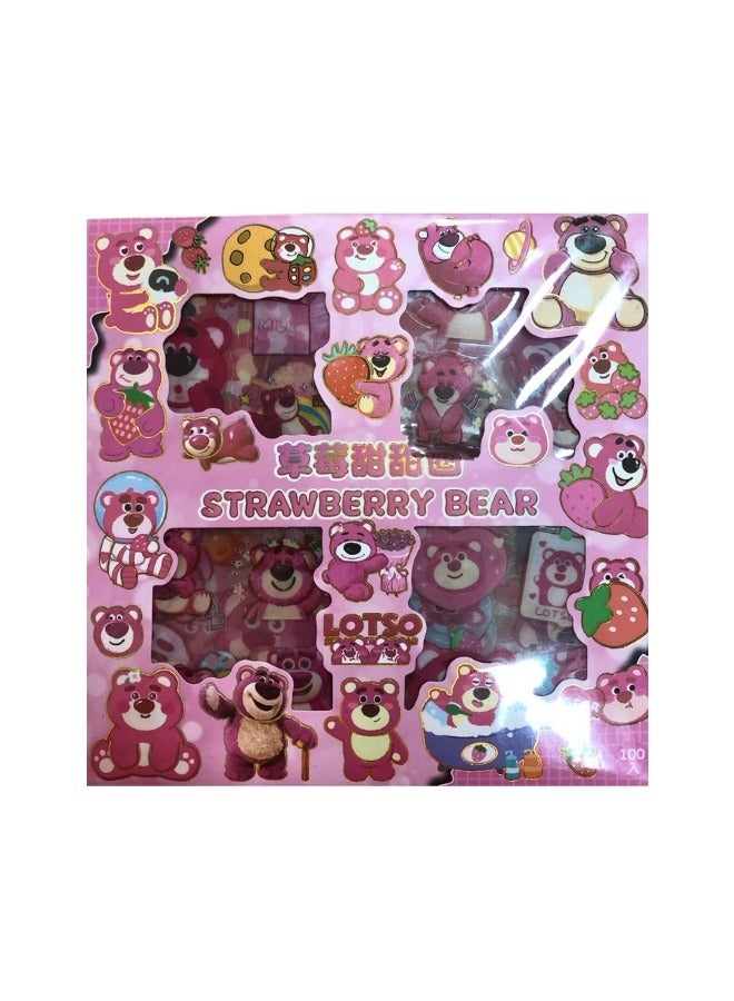 Generic Brand Lotso Strawberry Bear Sticker Collection Pack, 100 Pieces - Image 1