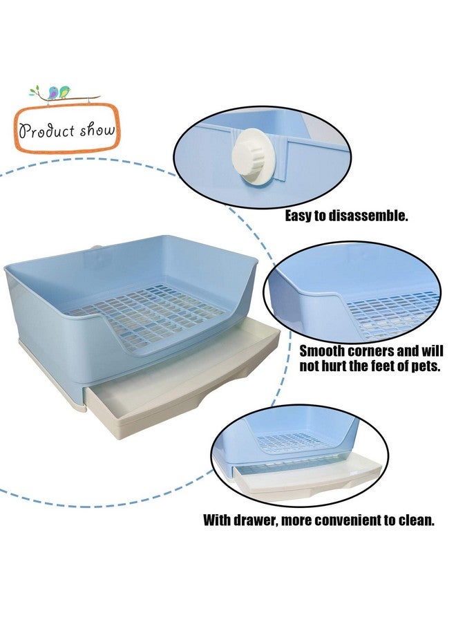 kathson Bunny Litter Box,Large Rabbit Litter Box with Drawer Grate, Pet Toilet Potty Trainer Corner Toilet Hedgehog Litter Pan Box for Guinea Pig Chinchilla Hamster Ferret - Image 3