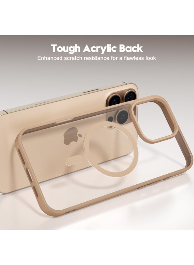 أكاليكس جراب مغناطيسي لهاتف iPhone 15 Pro Max، متوافق مع MagSafe، غطاء فاخر مطلي، جراب هاتف واقي شفاف ناعم من مادة TPU مقاوم للصدمات (تيتانيوم صحراوي) - Image 4