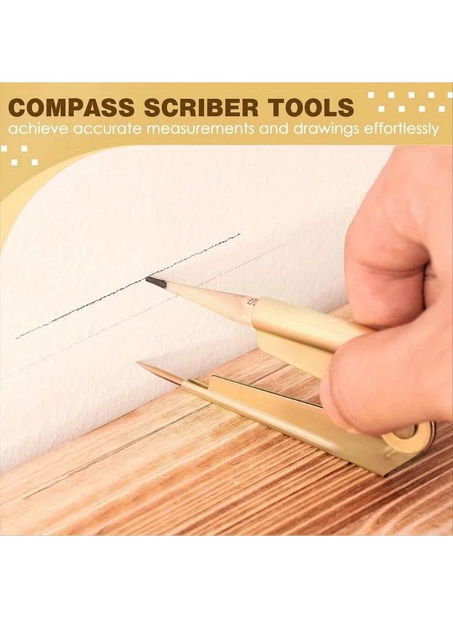 1pc Brass Plated Steel Scriber Compass Tool For Woodworking Architectural Drawing - Image 5