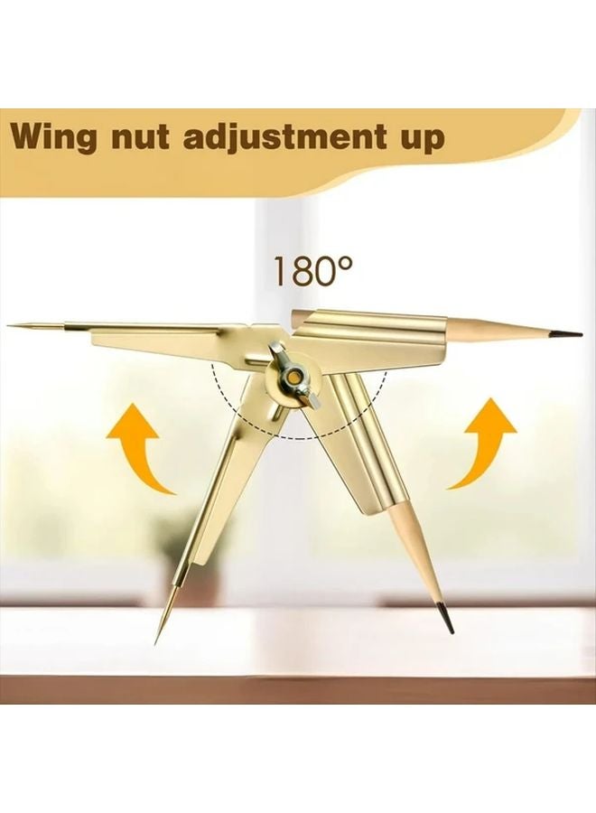 1pc Brass Plated Steel Scriber Compass Tool For Woodworking Architectural Drawing - Image 4