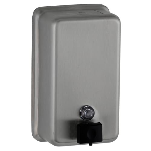 Bobrick Surface-Mounted Soap Dispenser, Vertical Tank Satin-Finish Stainless Steel (40-fl oz Capacity) - Image 1