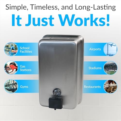 Bobrick Surface-Mounted Soap Dispenser, Vertical Tank Satin-Finish Stainless Steel (40-fl oz Capacity) - Image 5