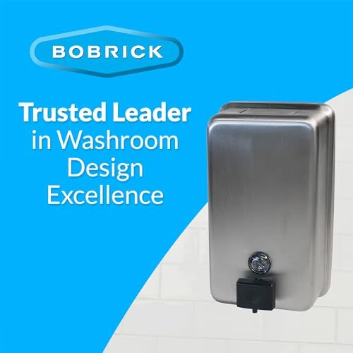 Bobrick Surface-Mounted Soap Dispenser, Vertical Tank Satin-Finish Stainless Steel (40-fl oz Capacity) - Image 4
