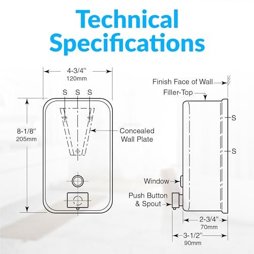 Bobrick Surface-Mounted Soap Dispenser, Vertical Tank Satin-Finish Stainless Steel (40-fl oz Capacity) - Image 3