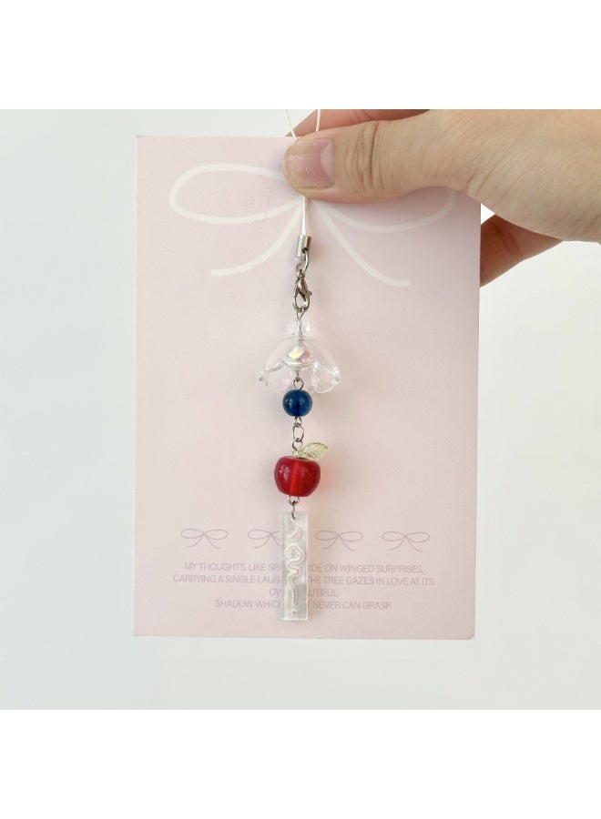 NIBEMINENT Phone Charm/ Chain Strap for Women Girls, Lucky Apple Wind Chime Cell Phone Case Lanyard Wrist Strap