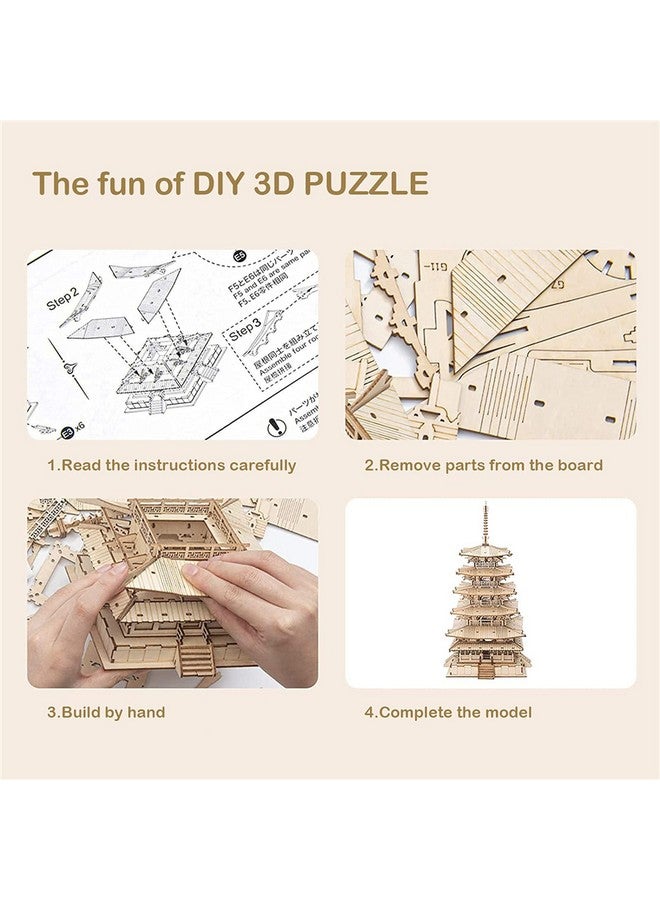 RoWood 3D Puzzles For Adults, Wooden Model Kits For Adults To Build, Gift On Birthday Christmas - Five-Storied Pagoda (275 Pcs) - Image 4