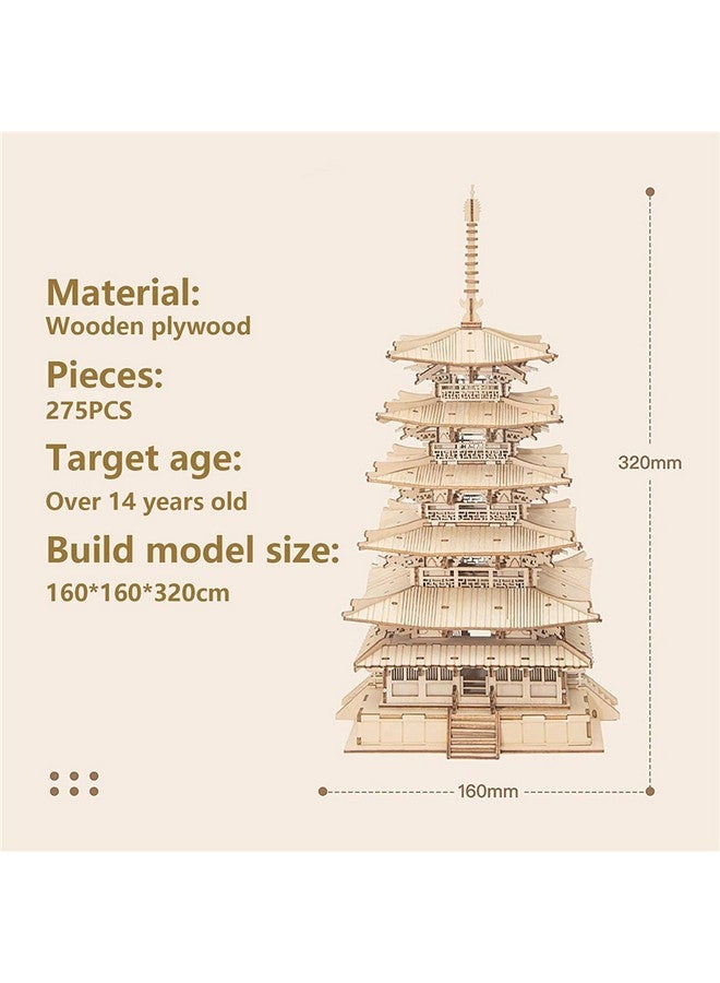 RoWood 3D Puzzles For Adults, Wooden Model Kits For Adults To Build, Gift On Birthday Christmas - Five-Storied Pagoda (275 Pcs) - Image 3