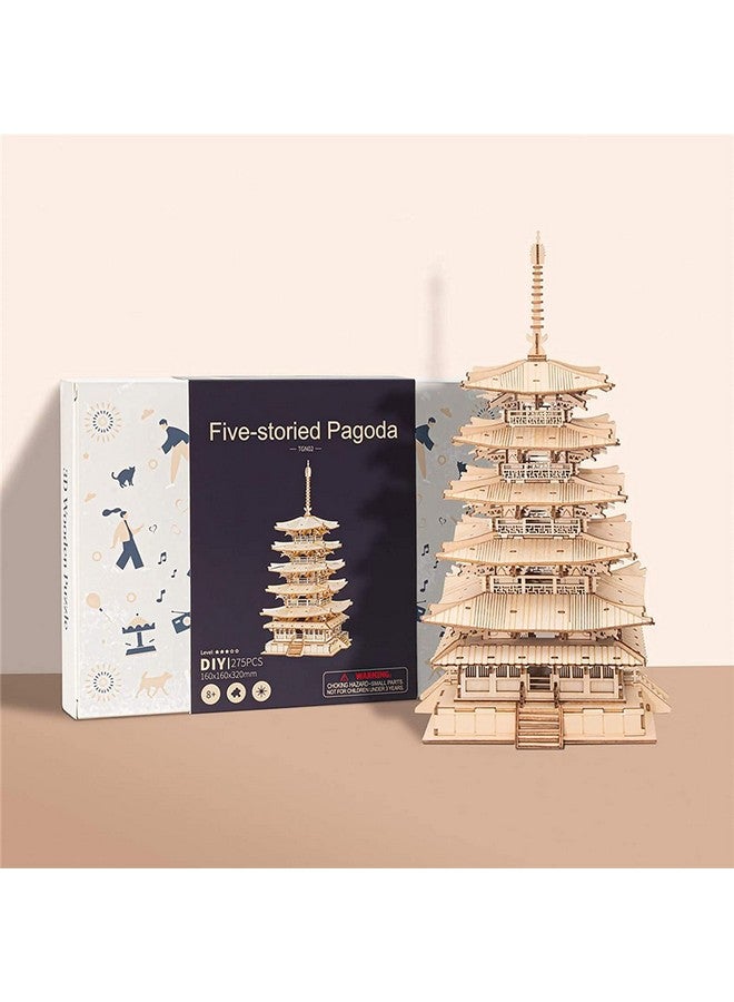 RoWood 3D Puzzles For Adults, Wooden Model Kits For Adults To Build, Gift On Birthday Christmas - Five-Storied Pagoda (275 Pcs) - Image 5