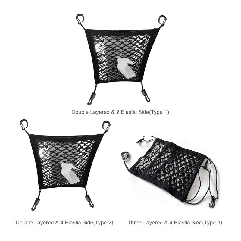 Careflection Car Mesh Organizer Seat Back Net Bag Barrier of Backseat Kids Children Pet Dog Purse Holder Car Storage Netting Pouch (Type 3) -Layfoo - Image 2