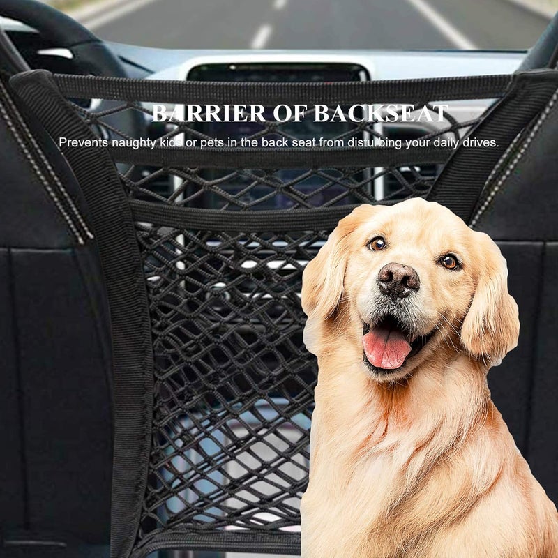 Careflection Car Mesh Organizer Seat Back Net Bag Barrier of Backseat Kids Children Pet Dog Purse Holder Car Storage Netting Pouch (Type 3) -Layfoo - Image 5
