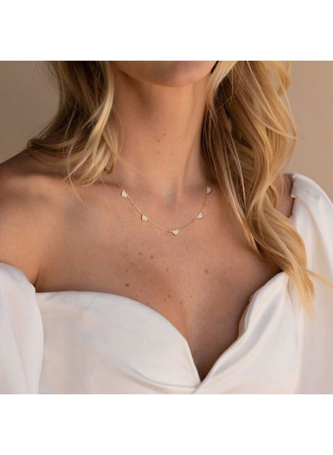 VRIUA Necklaces for Women - 14K Gold/Silver Plated Dainty Chain Necklace with Five Charms: Diamond, Bow, Snowflake, Cross, Flower, Clover, Butterfly, Heart, Star of David, and Star Trendy Jewelry - Image 3