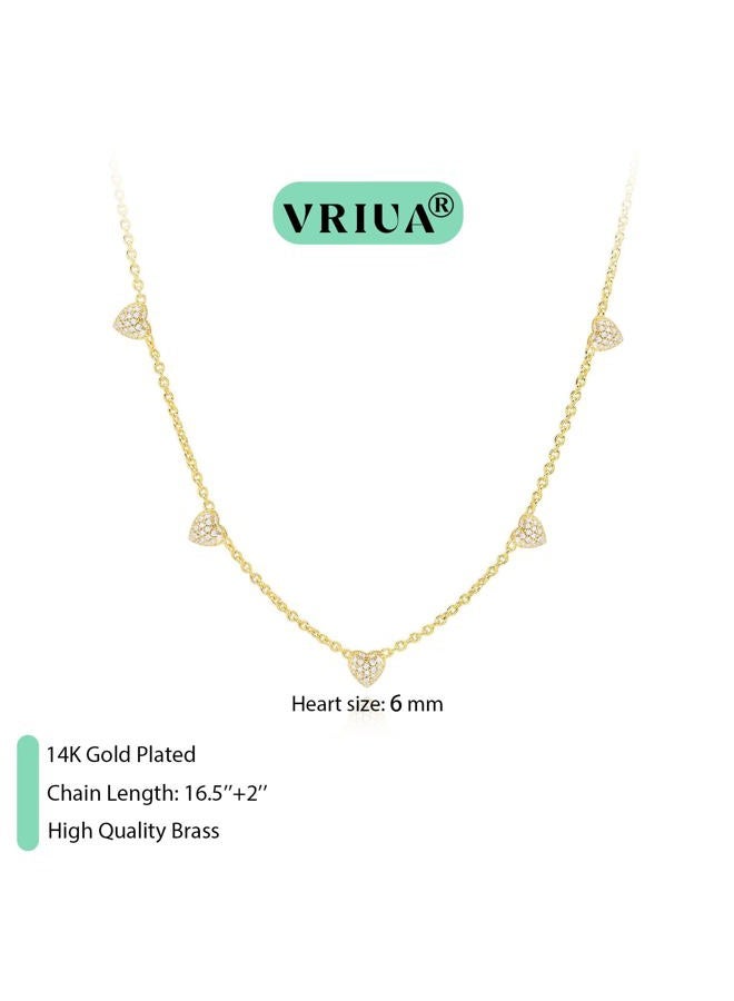 VRIUA Necklaces for Women - 14K Gold/Silver Plated Dainty Chain Necklace with Five Charms: Diamond, Bow, Snowflake, Cross, Flower, Clover, Butterfly, Heart, Star of David, and Star Trendy Jewelry - Image 4