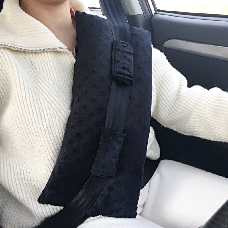 D Cozy Chemo Port Pillow Pacemaker Seatbelt Protector Open Heart Surgery Seat Belt Pad PostSurgery Heart Bypass Recovery Gifts Mastectomy Breast Cancer Port Minky Dot Black