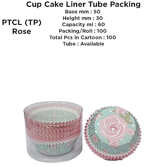 PUSHTI TUSHTI Pusti Tushti Paper Cup Cake Liner Tube Packing Round Shape Oven Microwave Safe Cups Multicolor 50 x 30 mm 2 Design Combo Set 100 Pieces Each CMB28 - Image 3