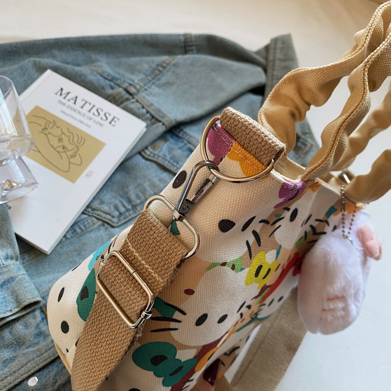 Cartoon Casual Canvas Women'S Bag Large Capacity Handbag Doll Cute Commuter All-Match Mummy Bag Crossbody Bag Children'S Bag - Image 5