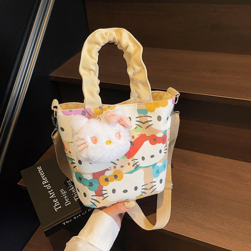 Cartoon Casual Canvas Women'S Bag Large Capacity Handbag Doll Cute Commuter All-Match Mummy Bag Crossbody Bag Children'S Bag - Image 1