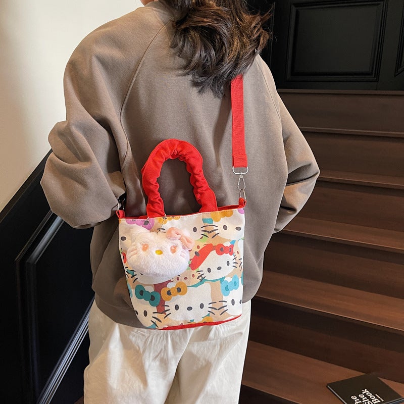 Cartoon Casual Canvas Women'S Bag Large Capacity Handbag Doll Cute Commuter All-Match Mummy Bag Crossbody Bag Children'S Bag - Image 3
