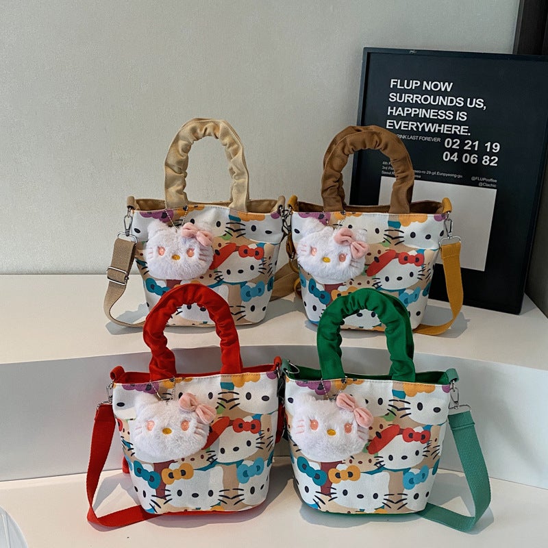 Cartoon Casual Canvas Women'S Bag Large Capacity Handbag Doll Cute Commuter All-Match Mummy Bag Crossbody Bag Children'S Bag - Image 2