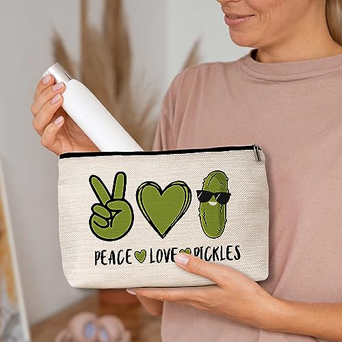 AWSICE Peace Love Pickles Small Makeup Bag Pickle Lover Makeup Travel Toiletry Bags Funny Friendship Gifts for Women Pickle Lovers Girls Teens Sister-A01 - Image 4