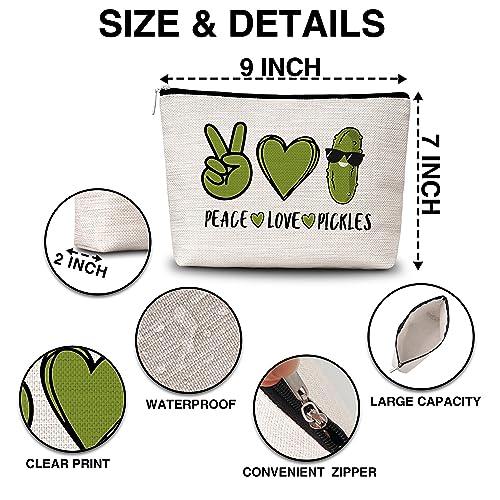 AWSICE Peace Love Pickles Small Makeup Bag Pickle Lover Makeup Travel Toiletry Bags Funny Friendship Gifts for Women Pickle Lovers Girls Teens Sister-A01 - Image 2
