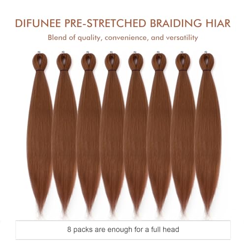 DIFUNEE Pre-stretched Braiding Hair - 16 Inch 8 Packs Brown Short Braiding Hair For Twist or Box Braids, Yaki Texture Hot Water Setting Synthetic Braiding Hair Extensions (16 Inch, 30-8P) - Image 5