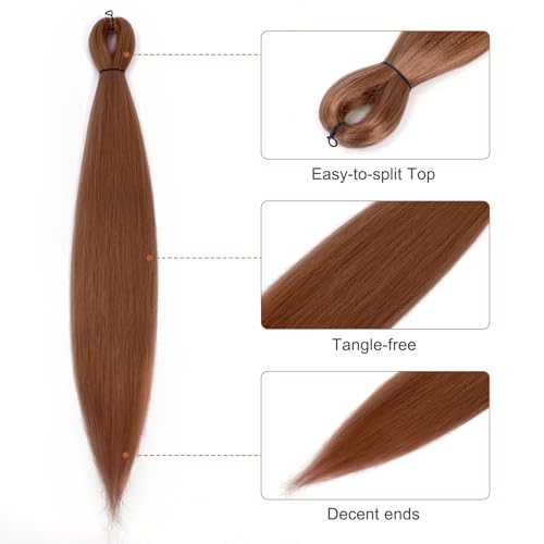 DIFUNEE Pre-stretched Braiding Hair - 16 Inch 8 Packs Brown Short Braiding Hair For Twist or Box Braids, Yaki Texture Hot Water Setting Synthetic Braiding Hair Extensions (16 Inch, 30-8P) - Image 2
