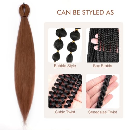 DIFUNEE Pre-stretched Braiding Hair - 16 Inch 8 Packs Brown Short Braiding Hair For Twist or Box Braids, Yaki Texture Hot Water Setting Synthetic Braiding Hair Extensions (16 Inch, 30-8P) - Image 4