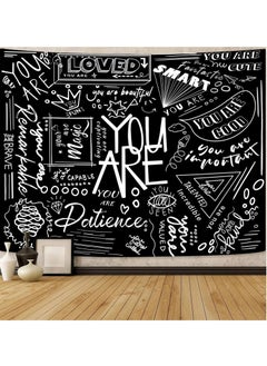 Excefore Tapestry Wall Hanging, Black Classroom, Quote Happiness Tapestry Funny Tapestries  for Teen Girl Living Room Dorm (Black)  - Image 2