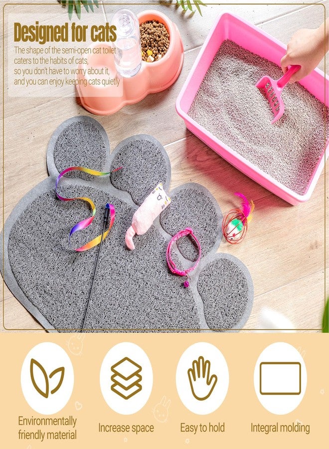 Tioncy 7 Pcs Small Cat Kitten Starter Kit - Litter Box, Paw Mat, Double Bowls, Toy Teaser Stick, Collar - Essentials Kit for 1-3 Lbs Beginner (Pink) - Image 3