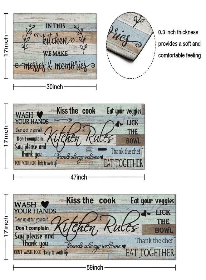 wyoansfhd Kitchen Rug Sets of 3 Piece Non Slip Kitchen Rugs and Mats Washable Kitchen Mats for Kitchen Floor Mat Carpet Runner Rugs for Hallway Laundry Decor 17”x30“+17'' X 47''+17“X59” - Image 3