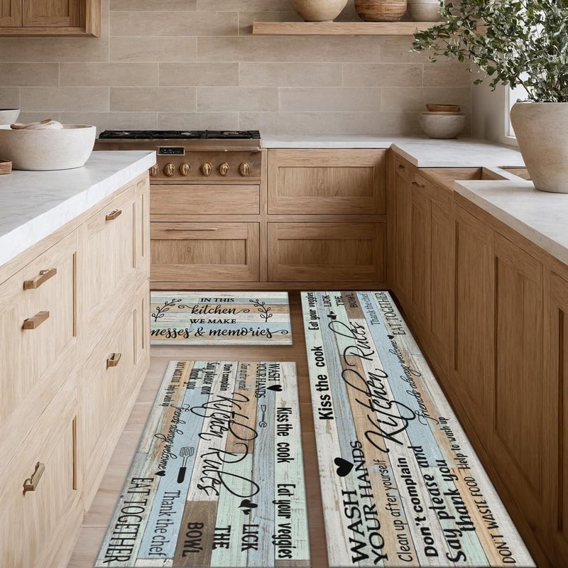 wyoansfhd Kitchen Rug Sets of 3 Piece Non Slip Kitchen Rugs and Mats Washable Kitchen Mats for Kitchen Floor Mat Carpet Runner Rugs for Hallway Laundry Decor 17”x30“+17'' X 47''+17“X59” - Image 1