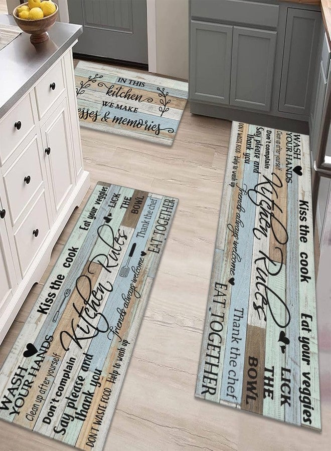 wyoansfhd Kitchen Rug Sets of 3 Piece Non Slip Kitchen Rugs and Mats Washable Kitchen Mats for Kitchen Floor Mat Carpet Runner Rugs for Hallway Laundry Decor 17”x30“+17'' X 47''+17“X59” - Image 2