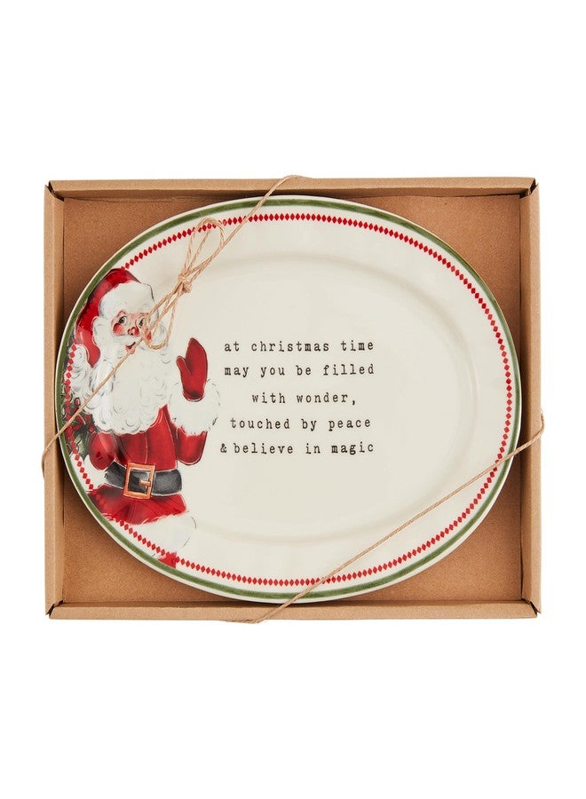 Mud Pie Christmas Time Sentiment Plate PLATTERS & Trays, 6 1/2" x 10", WHITE - Image 1