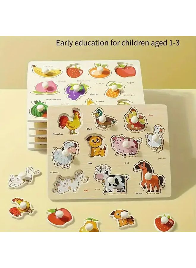 Fruit Geometric Puzzle Board for Early Childhood Shape Matching Building Blocks Toy - Image 2