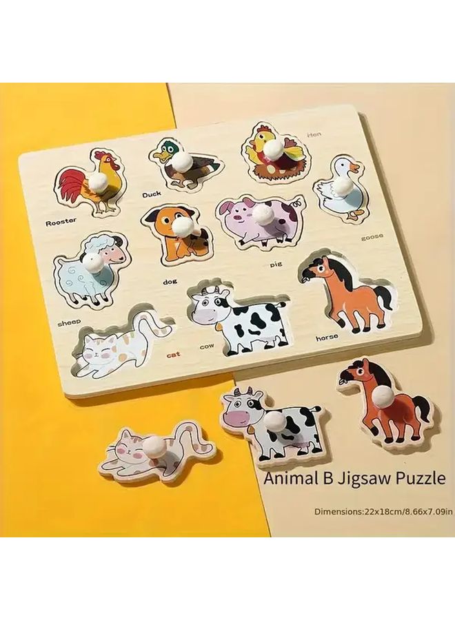 Fruit Geometric Puzzle Board for Early Childhood Shape Matching Building Blocks Toy - Image 1