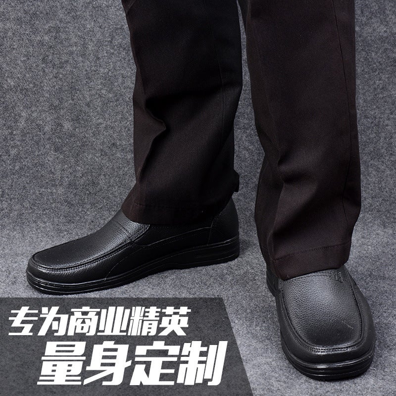 Rain Shoes Business Black Imitation Leather Waterproof Shoes Pvc Plastic Anti-Slip Work Rubber Shoes Classic Kitchen Shoes 1218 - Image 2