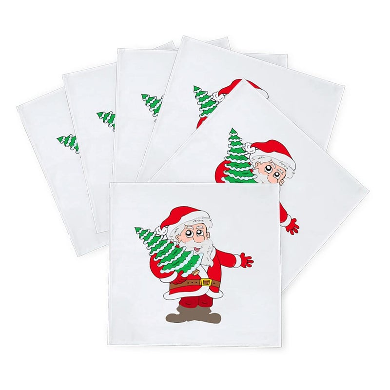 Khakee 6 Pcs Christmas Theme Silk Table Napkins 10x 10 for Xmas Decoration Christmas OrnamentsChristmas Giftxmas21287 - Image 2