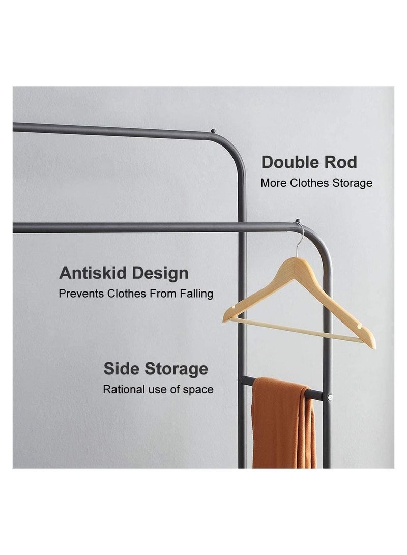 دي بلو رف ملابس مزدوج السكك الحديدية شديد التحمل ، شماعات تجفيف الملابس ، حامل معلق للملابس ، منظم مع أرفف تخزين الأحذية - Image 3